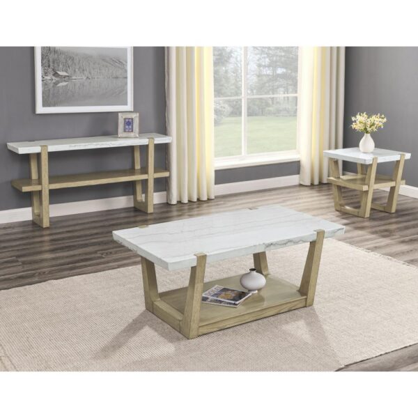 Perth White Marble Top Sofa Table - Image 3