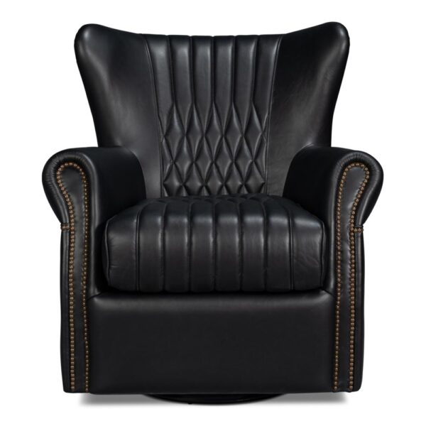 Bugatti Leather Swivel Chair - Image 2