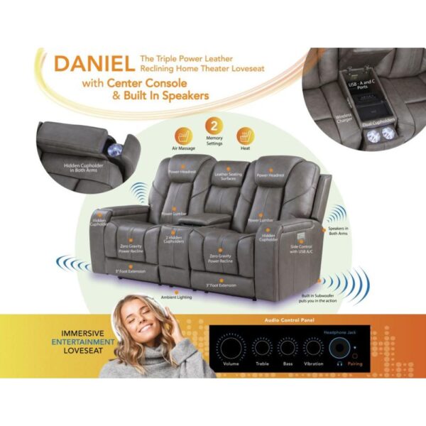 Daniel Triple Power Loveseat With Built-in Speakers - Image 6